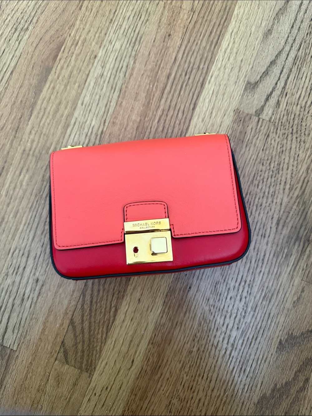 Michael Kors Two-Tone Coral & Red Leather Crossbody